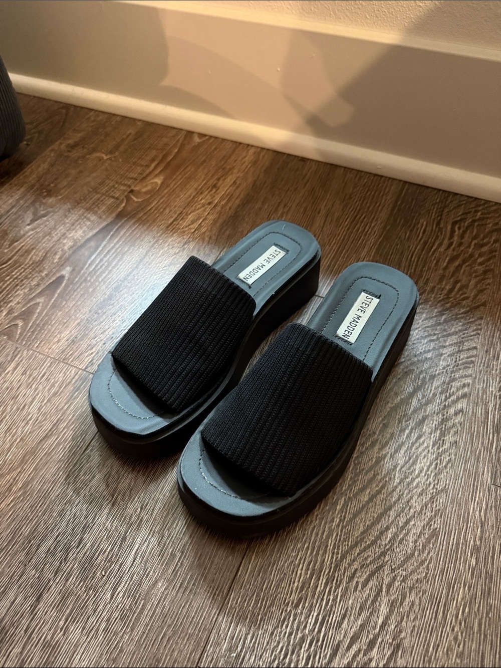 Steve Madden Black Slide Heel Sandals